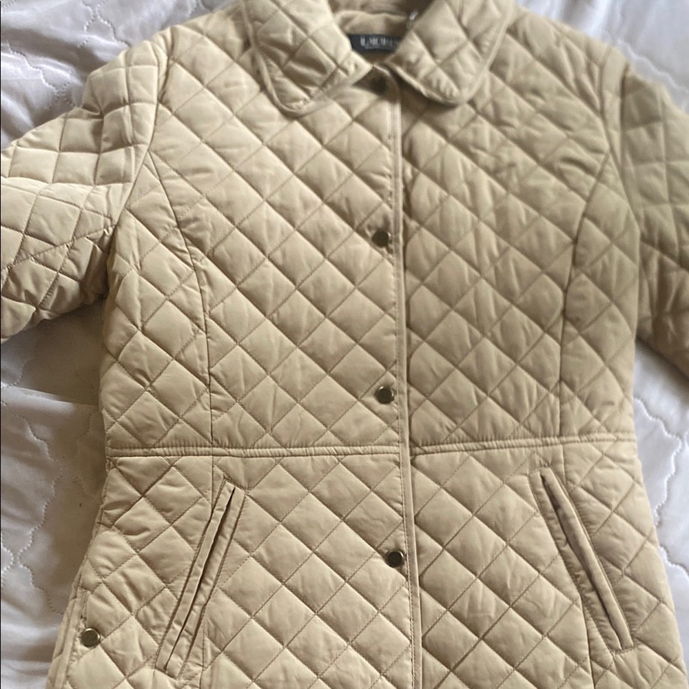 Ralph Lauren Double RL Cream Quilted Puffer Jacket